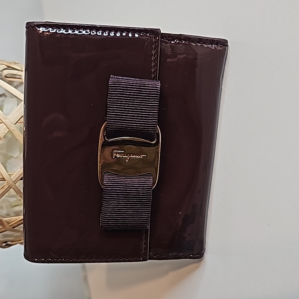 Salvatore Ferragamo Wallet Burgundy Patten leather